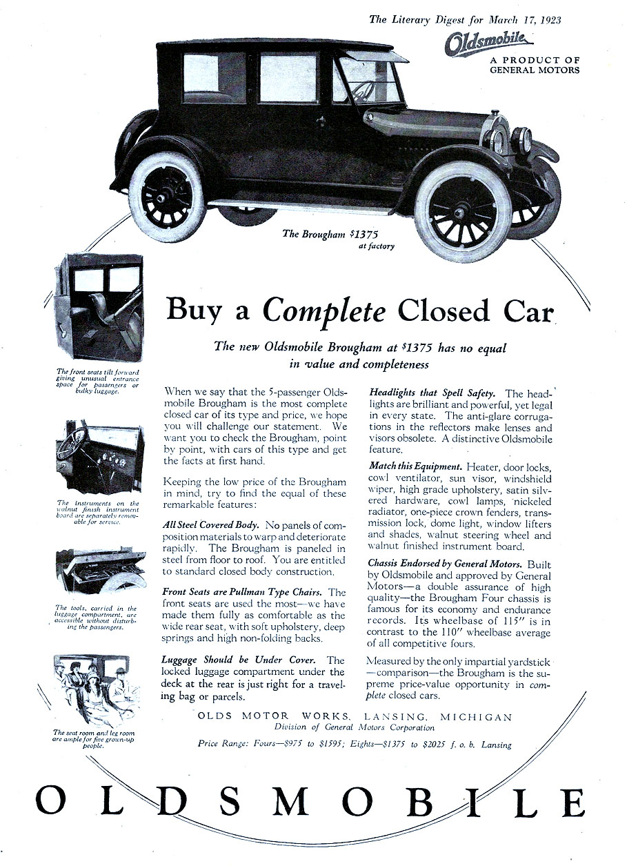 1923 Oldsmobile Auto Advertising